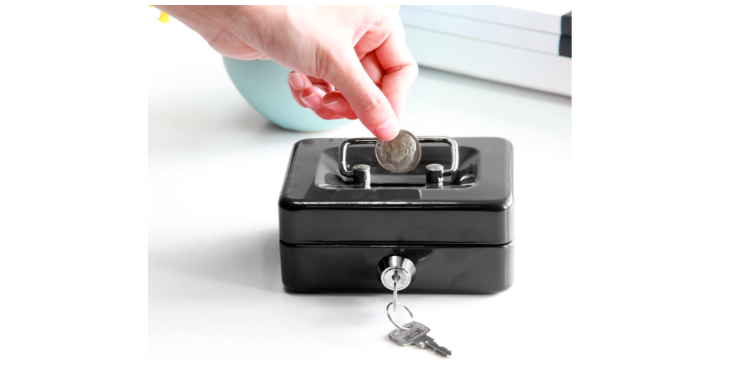 Small Fireproof Security Box Safe Chest Key Lock Money Document Cash Jewelry Gun