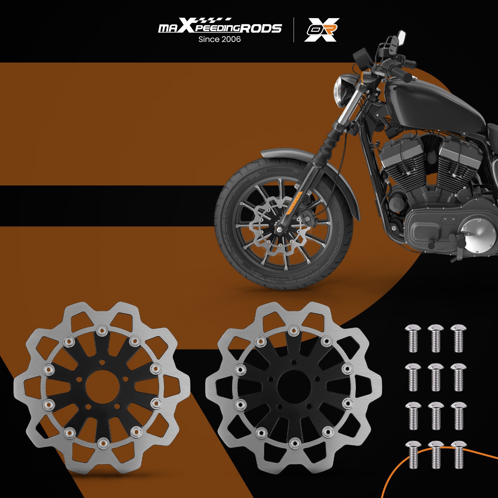 2x 11.8" Floating Front Brake Rotor for Harley-Davidson Touring 2009-2019 Black