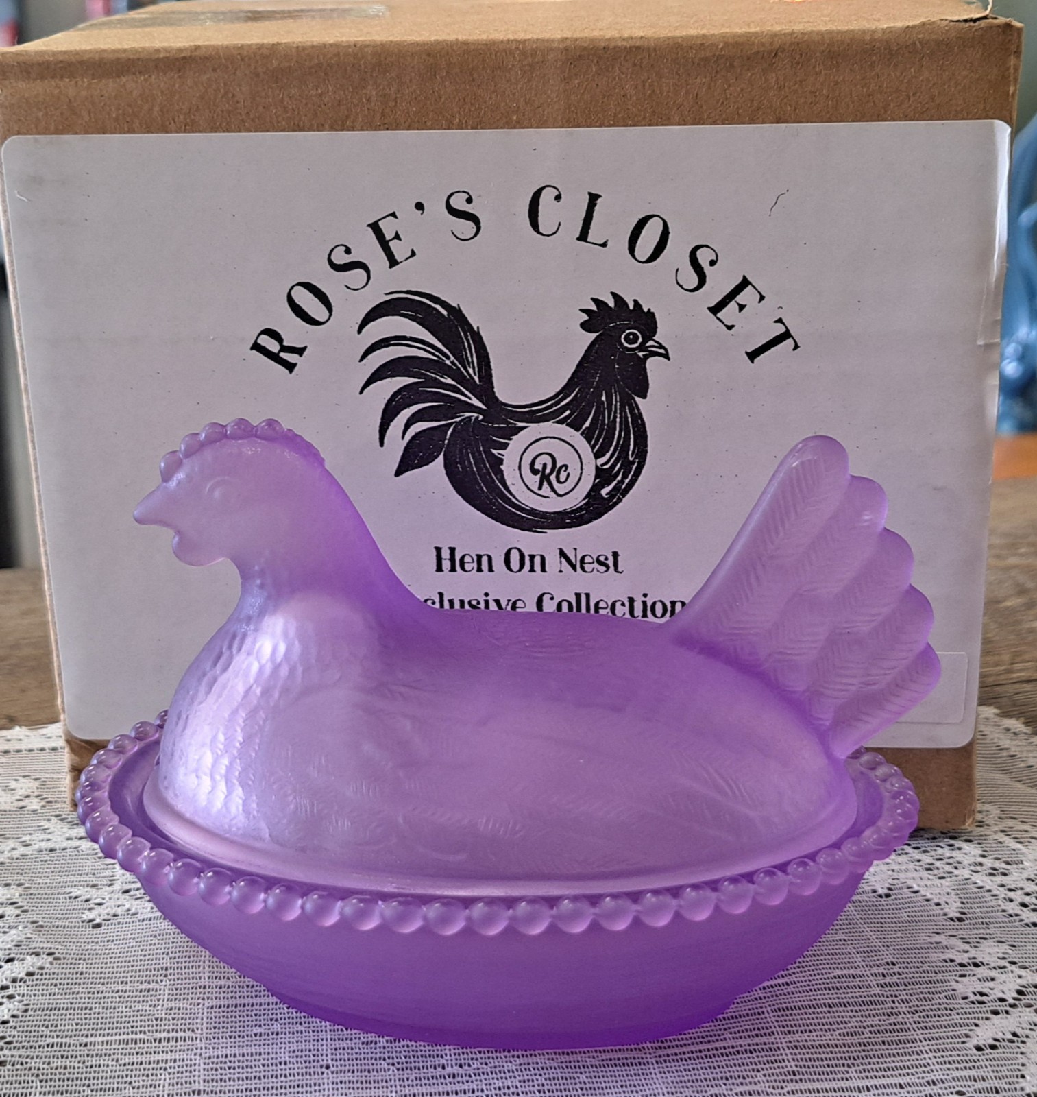 Set Of 6 Hen On Nest, COMPLETE SET OF SATIN ROSE'S CLOSET