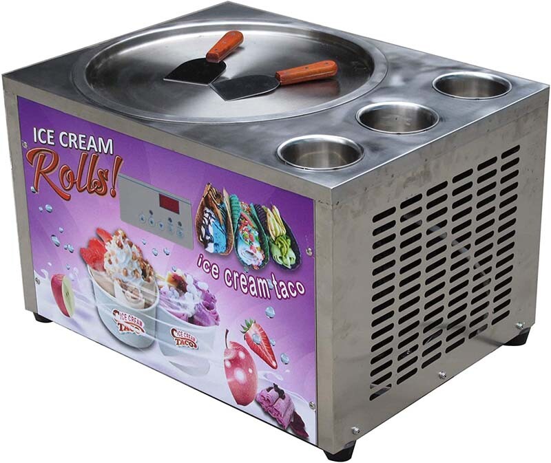 Countertop 45cm round pan with 3 tanks fried ice cream machine rolled ice cream
