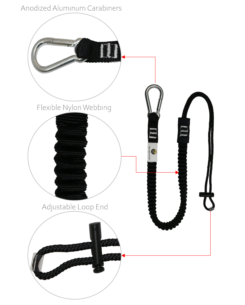 New Tool Lanyard Shock Absorbing with Carabiner 15lb Weight Capacity New Safety