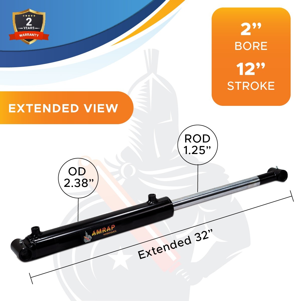 2x12 Hydraulic Cylinder- 2" Bore, 12" Stroke -Welded Cross Tube Cylinder(new)