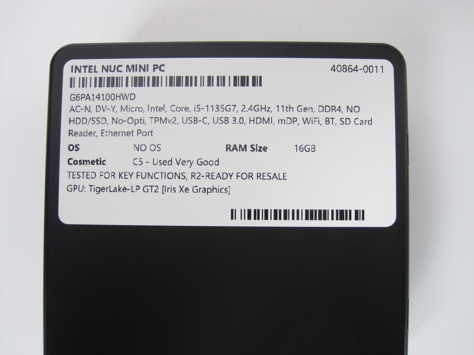 Intel NUC Mini PC NUC11PAH i5-1135G7 2.4GHz 16GB DDR4 NO HDD/SSD NO OS