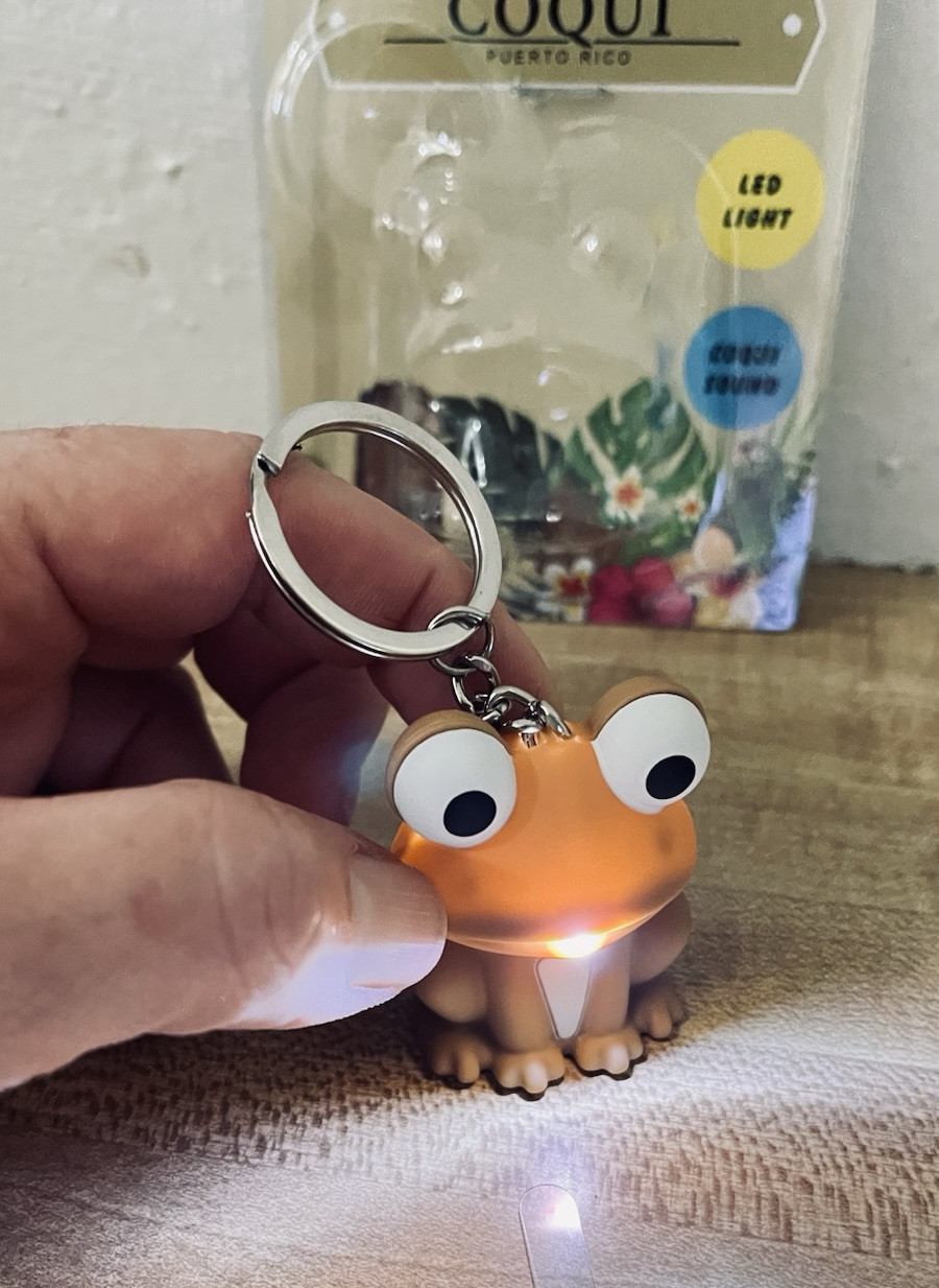 PUERTO RICO Frog Coqui Key Chain Sing and Light Up Beautiful Real Sound LOVE IT