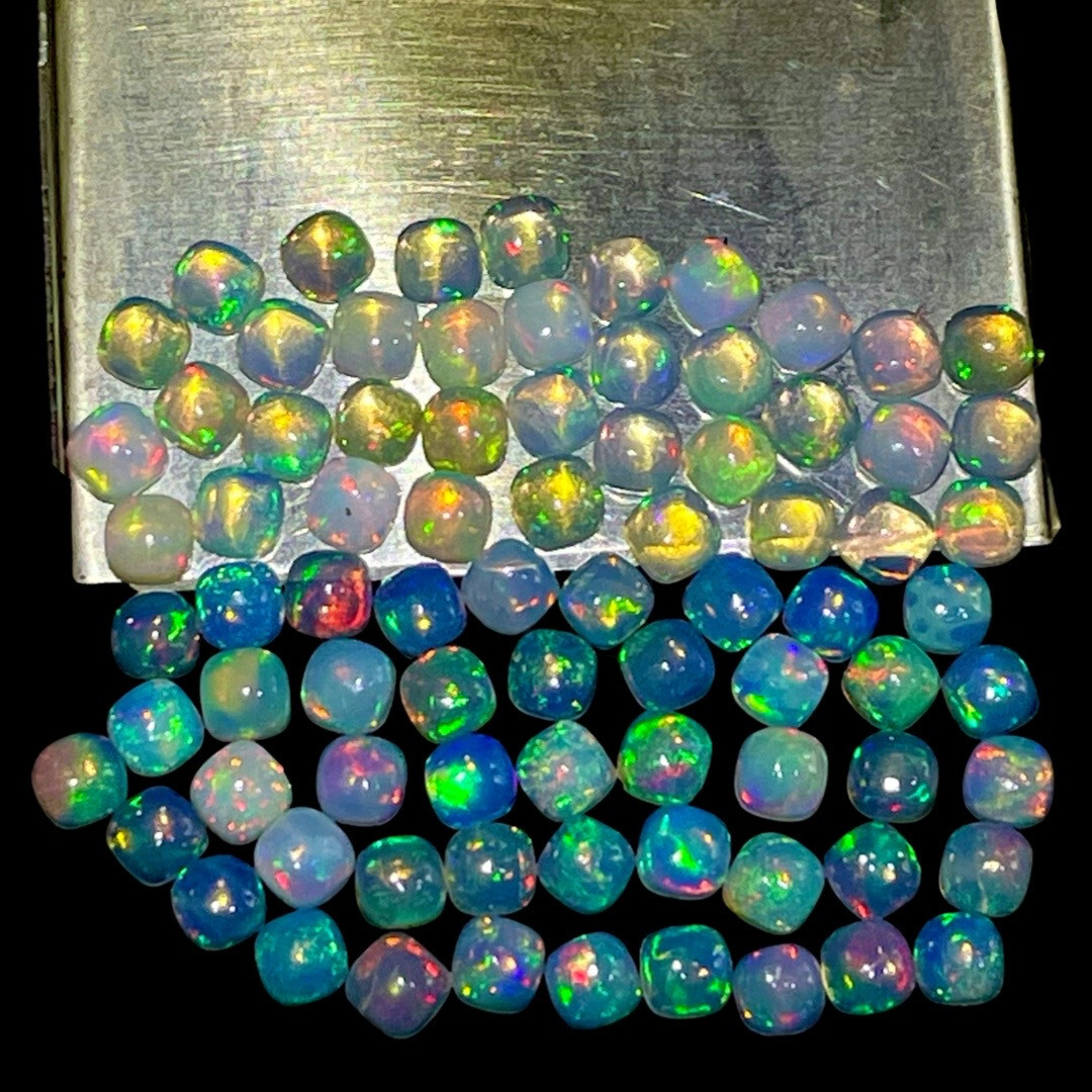 20 Pcs Natural Opal 4mm Cushion Flashy Untreated Loose Cabochon Gemstones Lot