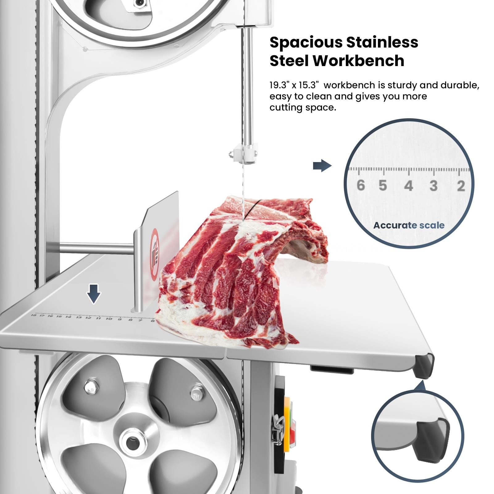 1500W Commercial Electric Meat Bone Saw Machine, Kitchen Frozen Meat Processor