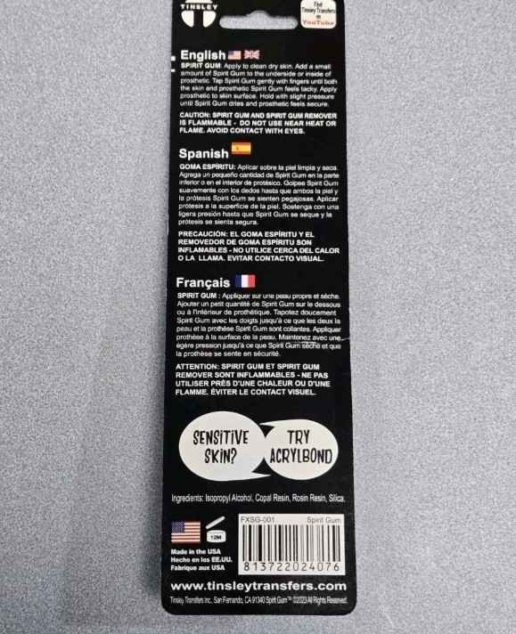 Tinsley Transfers Spirit Gum 1.25 Oz Theatrical Adhesive