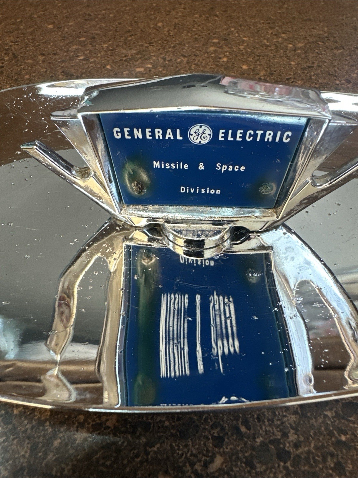 Vtg 1960s GE Missile & Space Division Chrome Ashtray NASA Aerospace Contractor