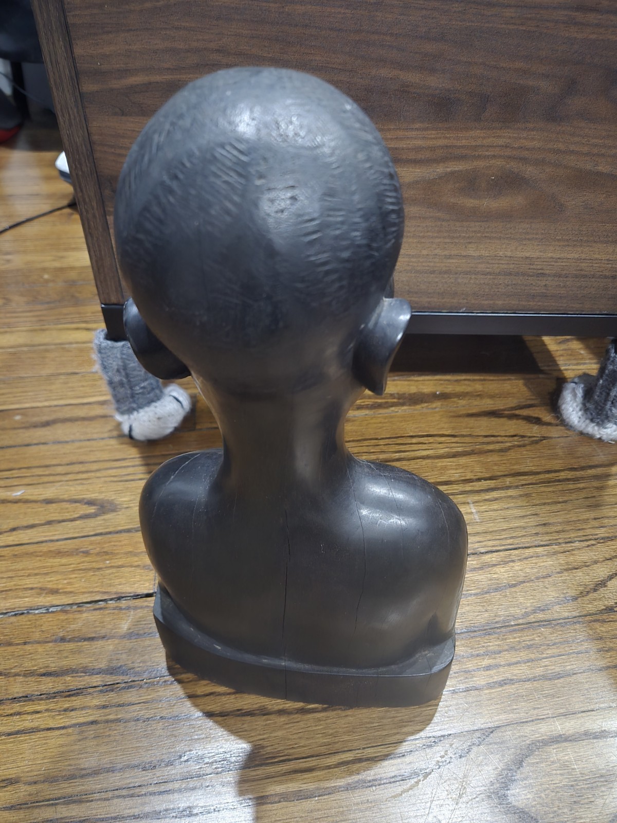 Vintage Large And Heavy Hand Crafted African Blackwood Bust Sculpture Of Man