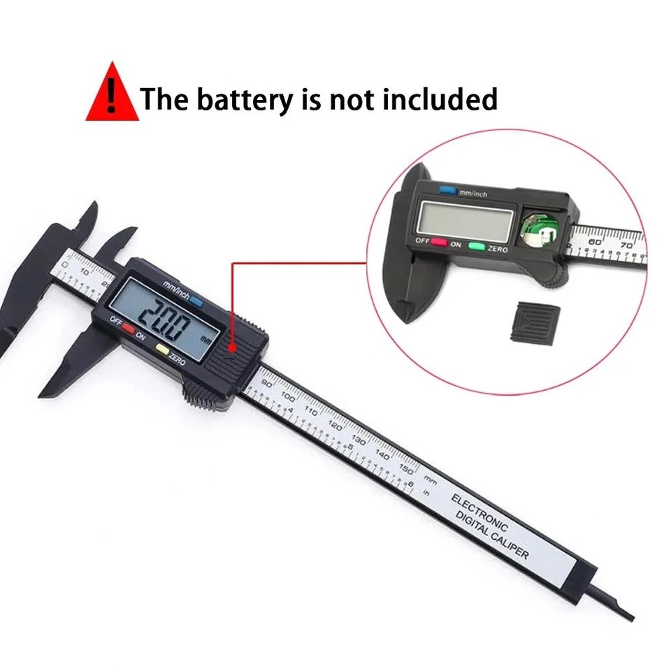 Digital Caliper 6 inch 150mm Carbon Fiber Vernier Micrometer Precision GaugeTool