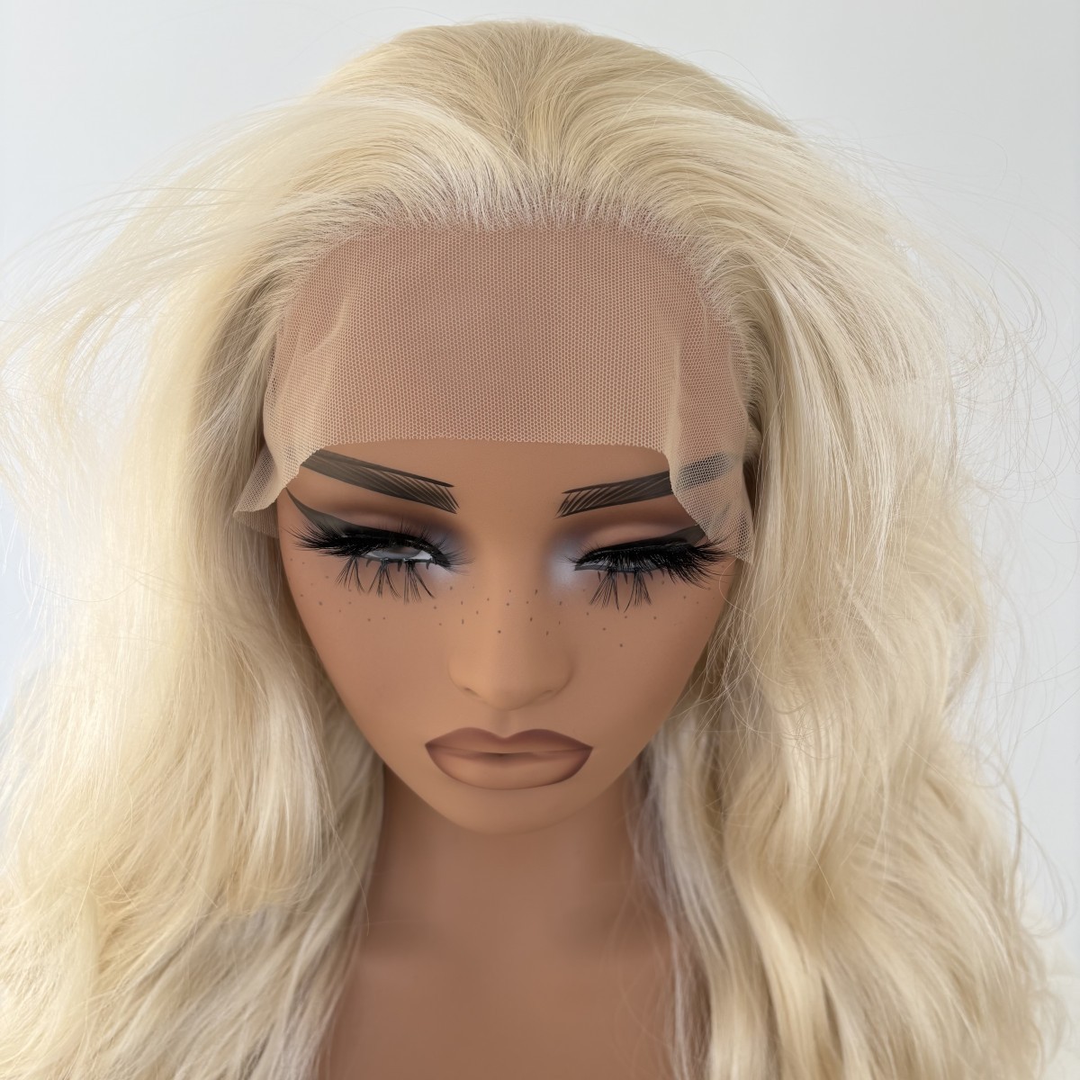 Platinum blonde Long Wavy HD Lace Front Wig Synthetic Hair Heat Resistant