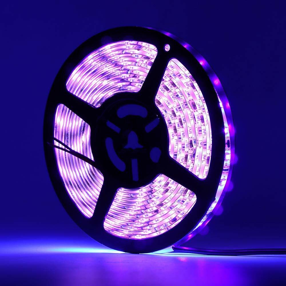 33FT LED UV Black Light Strips 12V Flexible Blacklight 600 LEDs Party Lighting