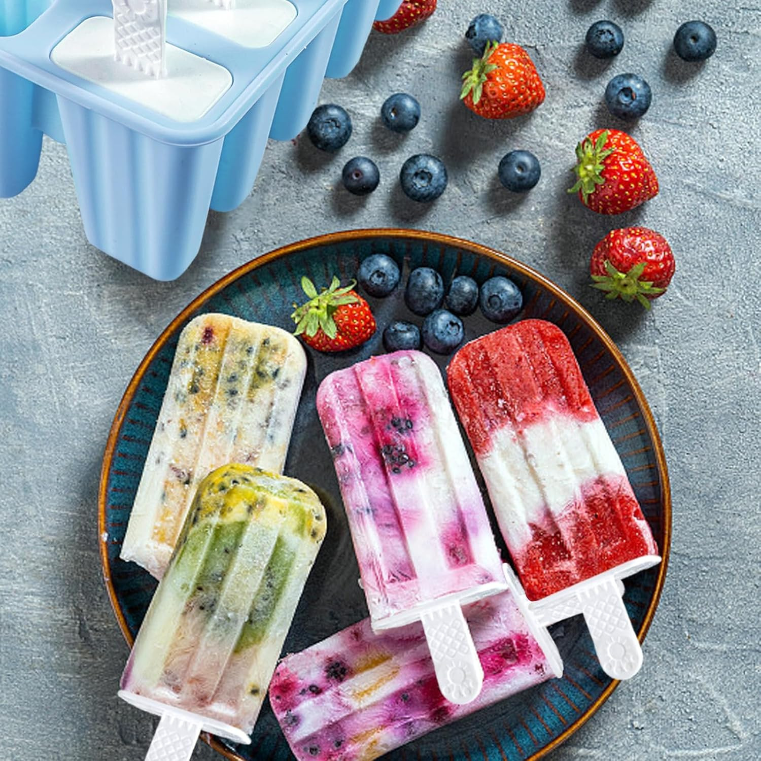 10-Cavity Silicone Popsicle Molds DIY Ice Pop Maker Ice Crea Molds