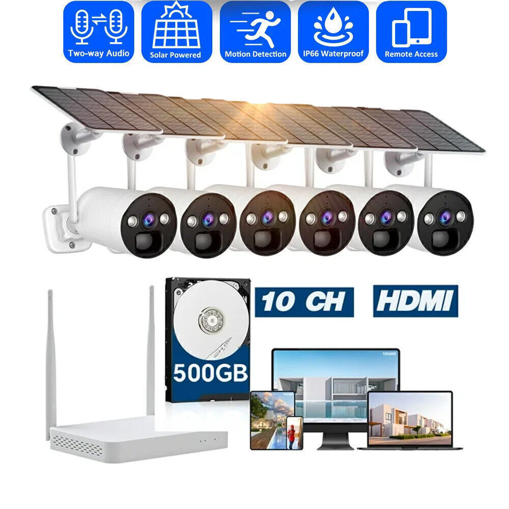 Solar Battery Powered Security Camera System Outdoor Wireless Wifi Home IP CCTV