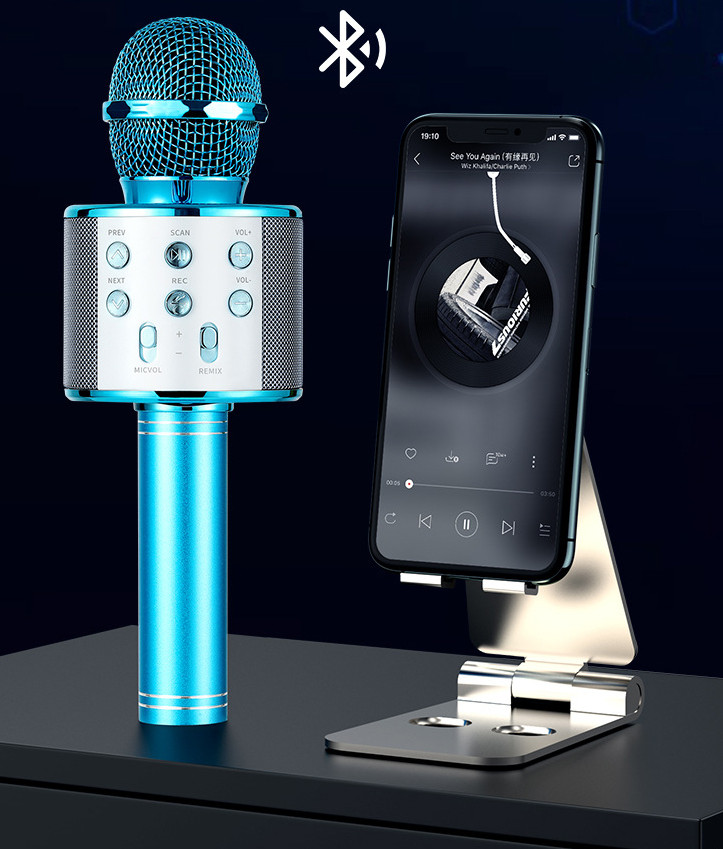 Wireless Bluetooth Karaoke Microphone for Kids, 5-in-1 Portable Handheld Blue