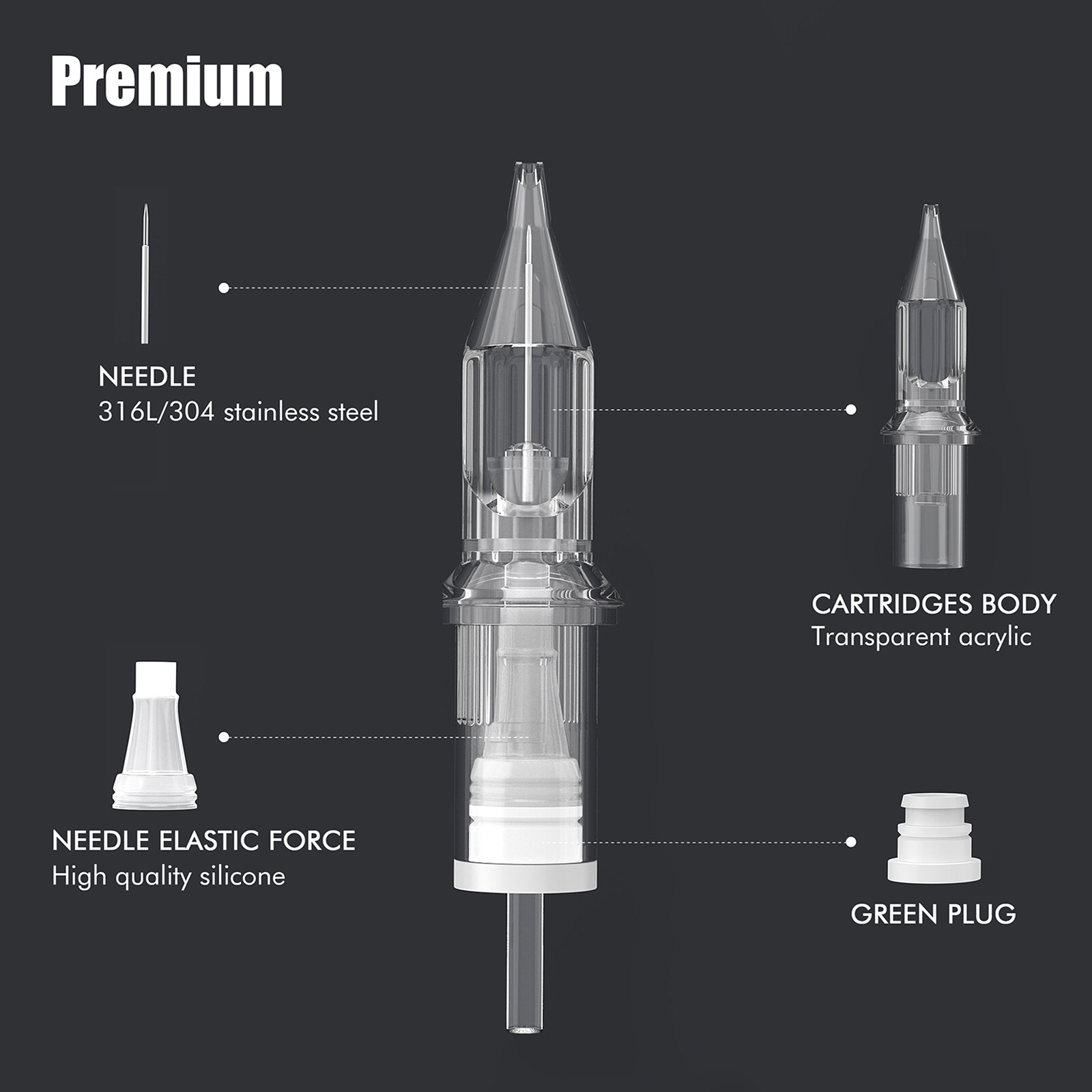 Tattoo Needle Disposable Sterilized Cartridges RL RS M RM Round Liner Shader