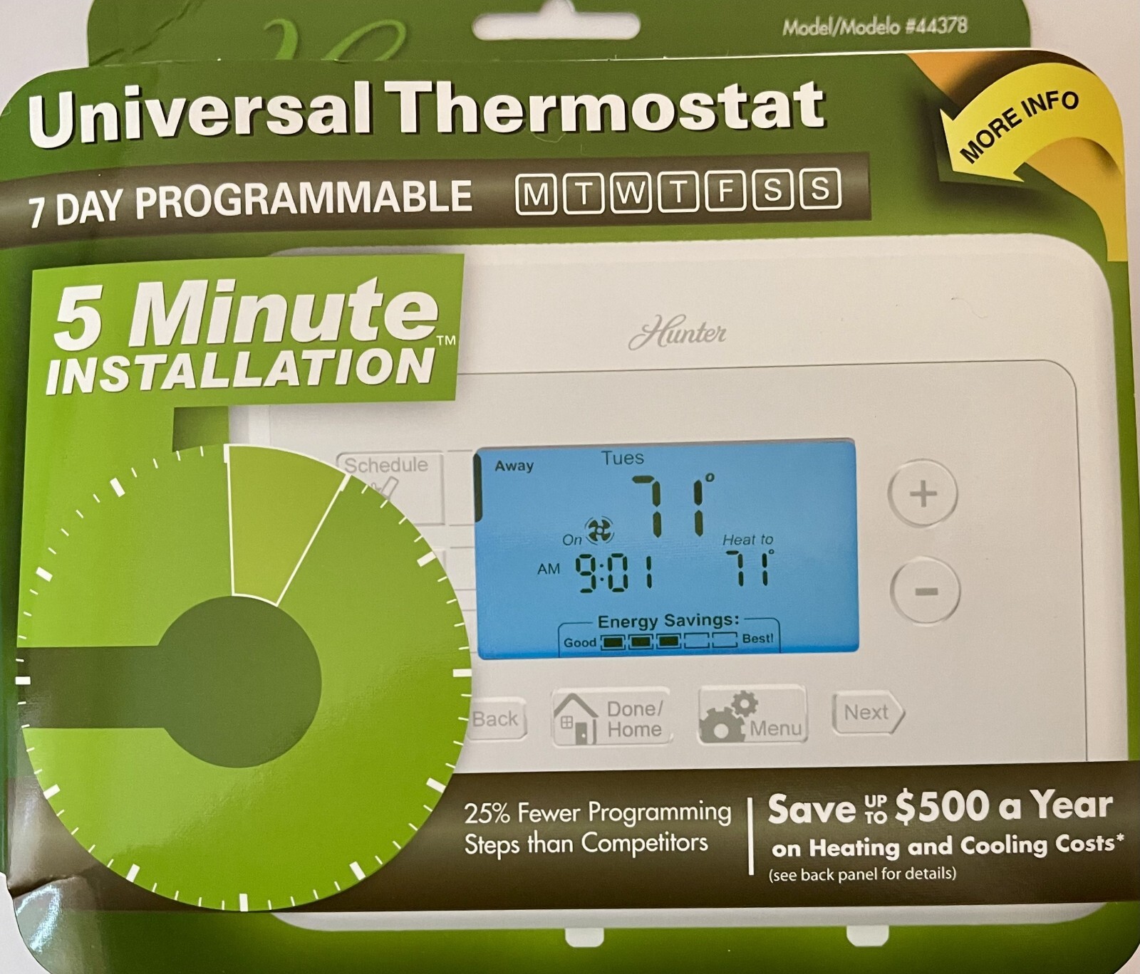 Hunter Home Comfort 44378 Digital 7 Day Programmable Thermostat with Save Away/H