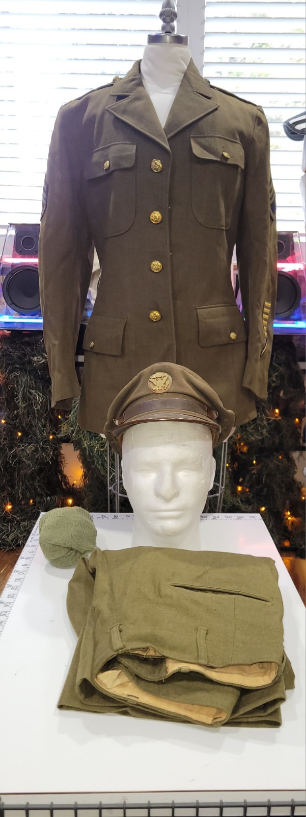 Army Air Corps Enlisted Jacket, Pants, Hat , (40) Patches and a Pair of Socks.