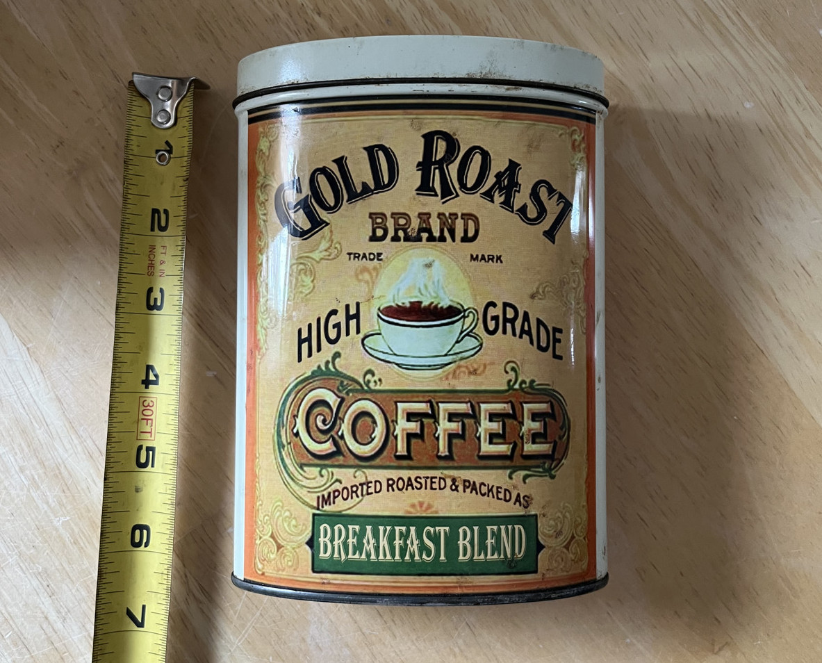 Vintage , Gold Roast Brand Coffee Tin Can w/Lid No reasonable offer refused!