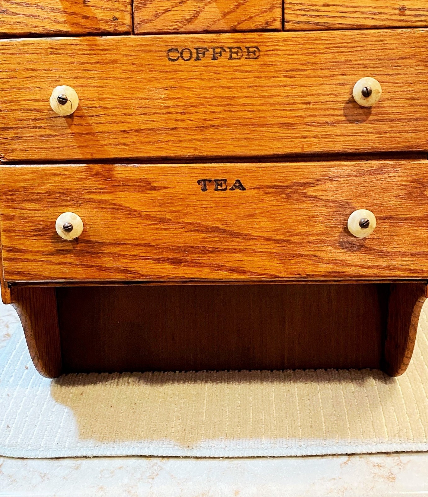 Antique OAK Wood Apothecary Spice Cabinet Primitive 11 Labeled Drawers 24" x 10"