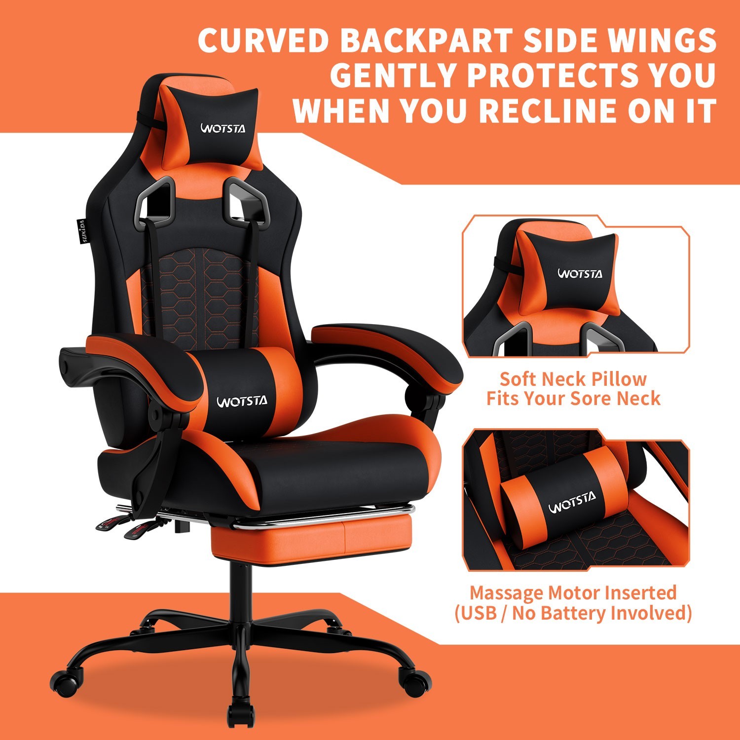 Gaming Chair with Massage,Ergonomic PC Computer Chair with Footrest Comfortable