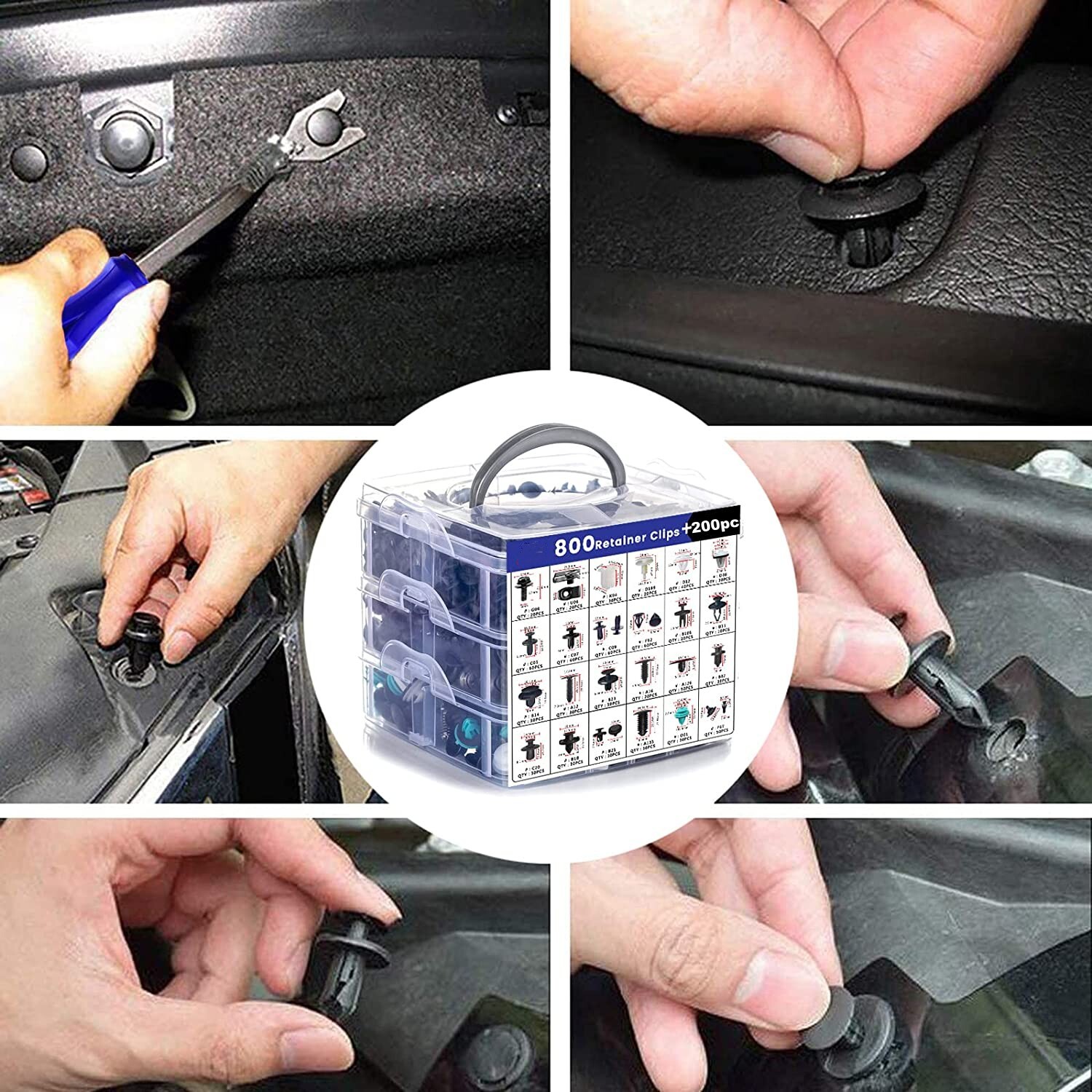 1000PCS Car Retainer Clips Auto Fasteners Push Trim Clips Pin Rivet Bumper Kit