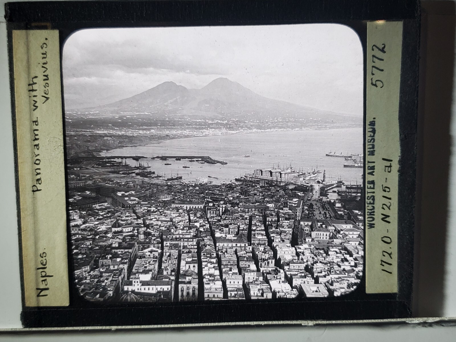 Naples, Italy, Panorama With Vesuvius, Magic Lantern Glass Slide