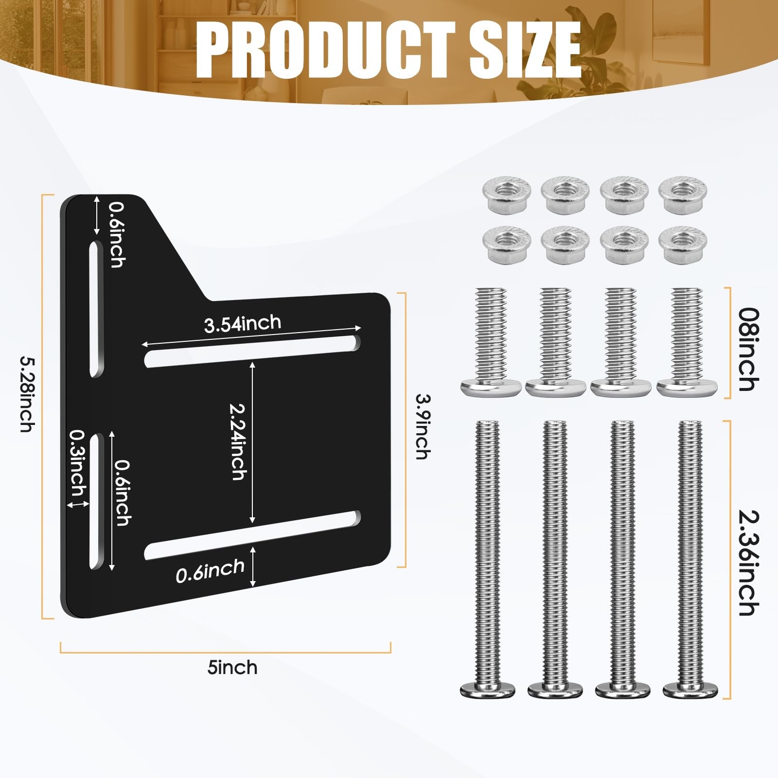 2Pcs Queen Bed Modification Plate, Headboard Brackets, Matte Black