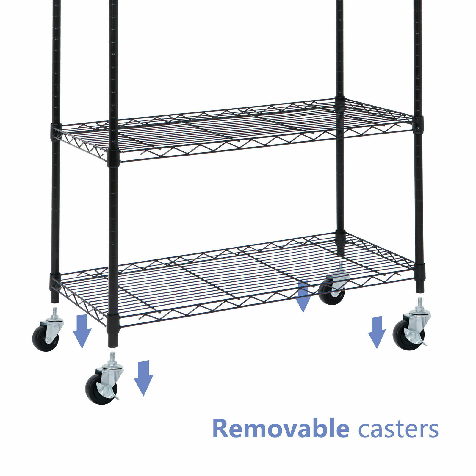 5 Tier Wire Shelves Rack Storage Unit Rolling with 4 Wheels Casters Large Space