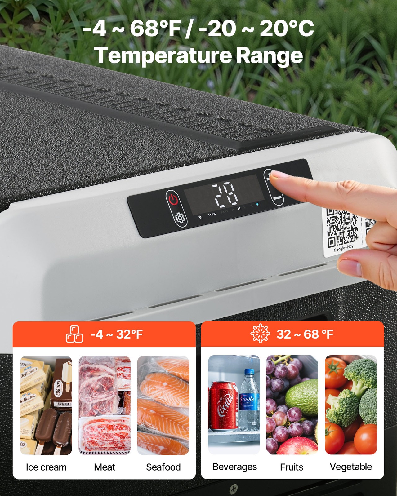 VEVOR 12V Car Refrigerator Portable Freezer 31.7QT Electric Cooler for Camping