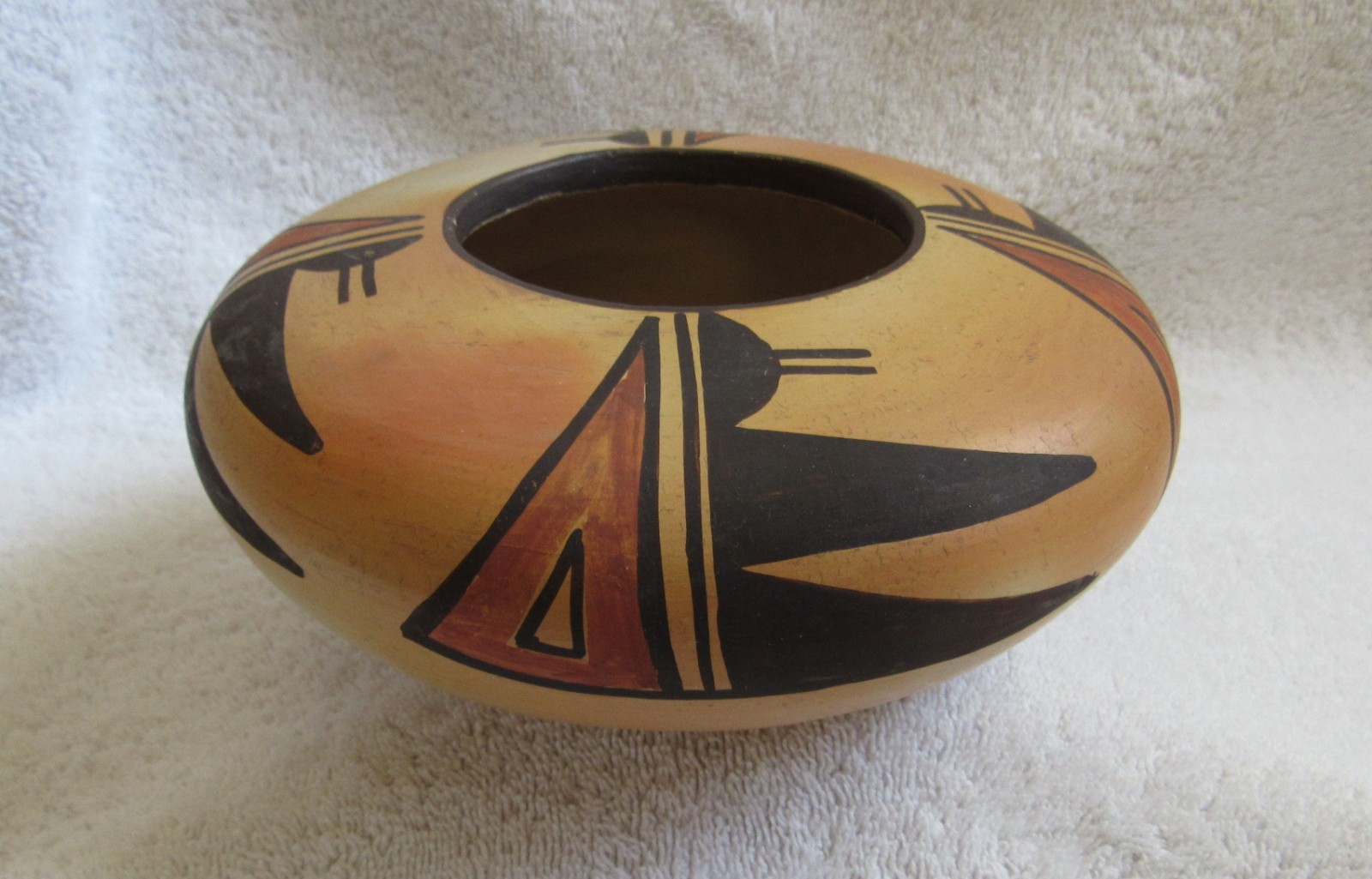 Antique Hopi Indian Nampeyo Style Sikyatki Revival Design Art Pottery Bowl Vase