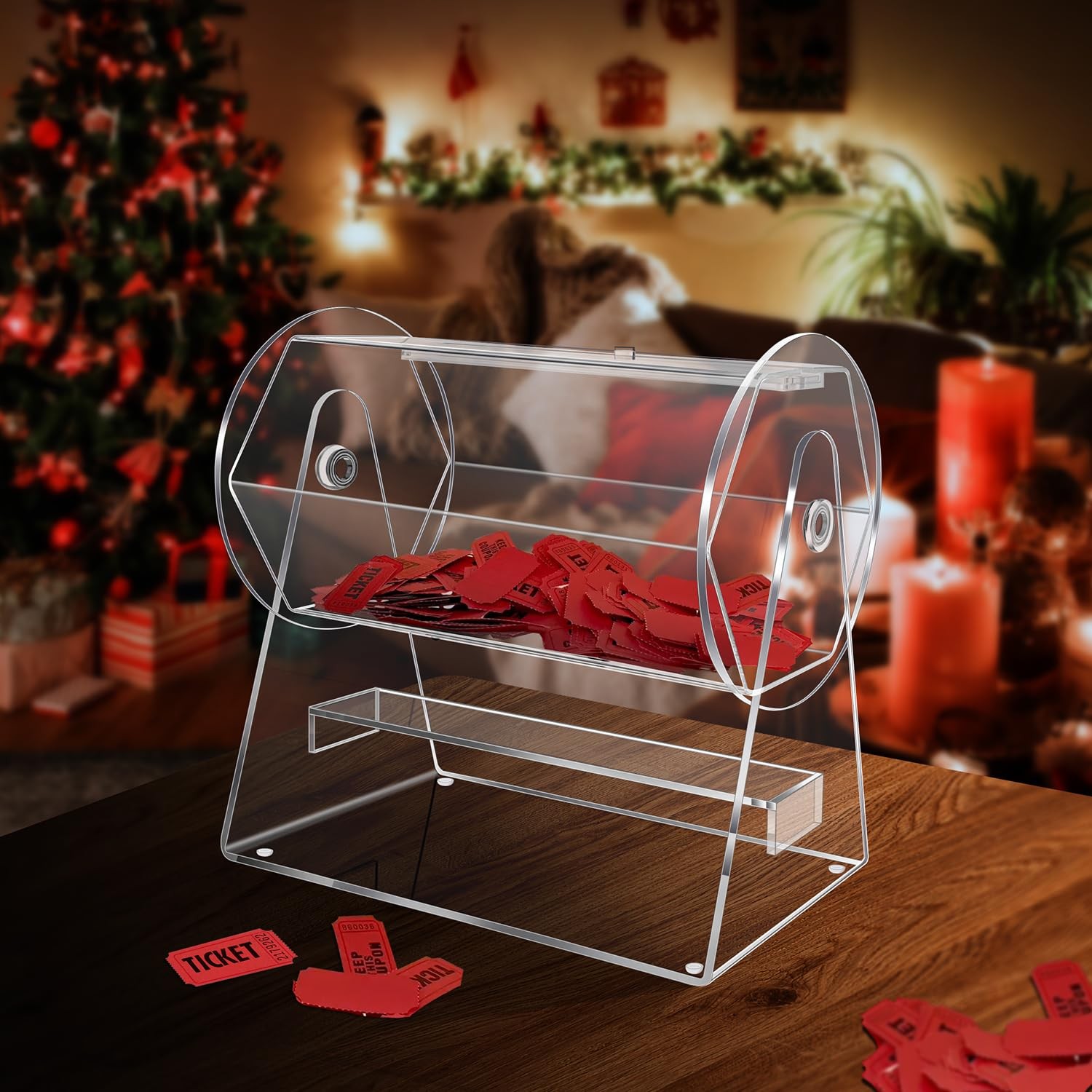 Acrylic Raffle Drum, Clear Raffle Ticket Drum Spinner Cage, Transparent Raffl...
