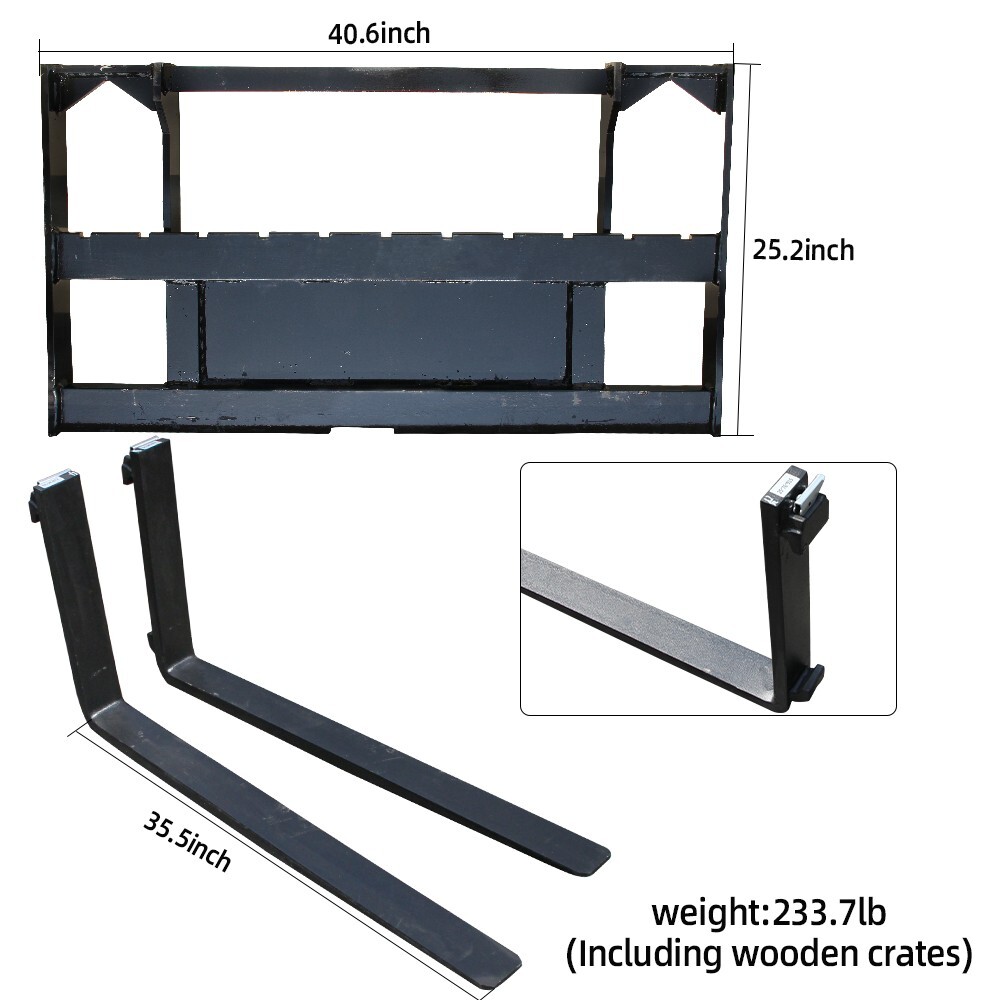 MachPro Skid Steer Pallet 2500lbs 35.5" Skid Steer Pallet Fork Attachment