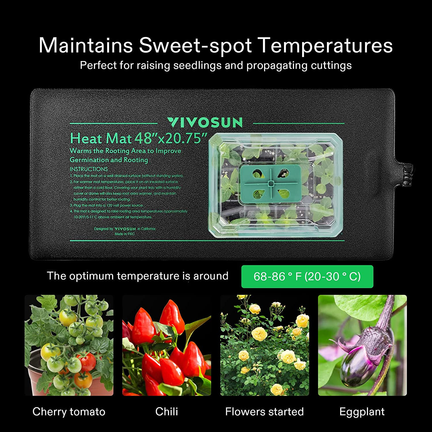 VIVOSUN 48”x20.75"Seedling Heat Mat with Thermostat Warmer Heating Pad for Plant