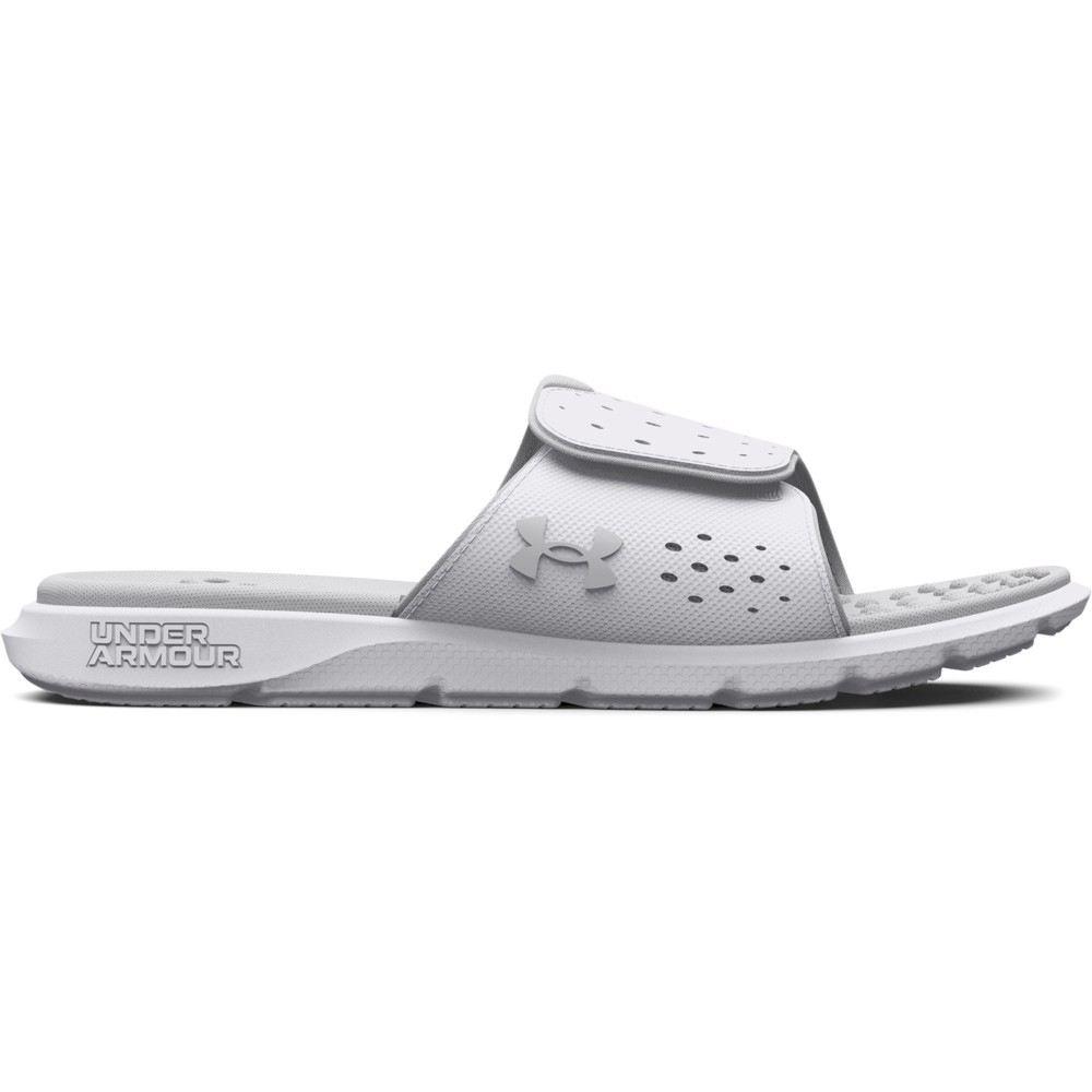 Under Armour 3026027 Women's UA Ignite Pro Slides, White/Halo Gray, Size 8