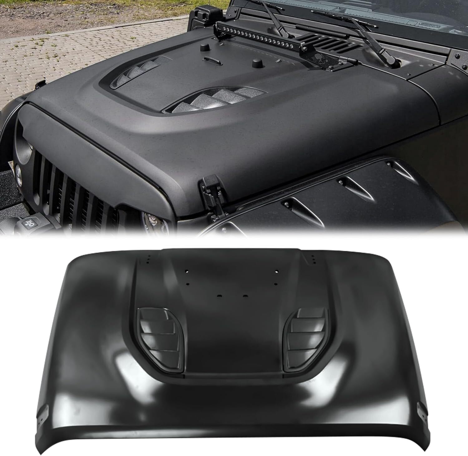 For 2007-18 Jeep Wrangler JK JKU Metal Replacement Hood 10th Anniversary Style