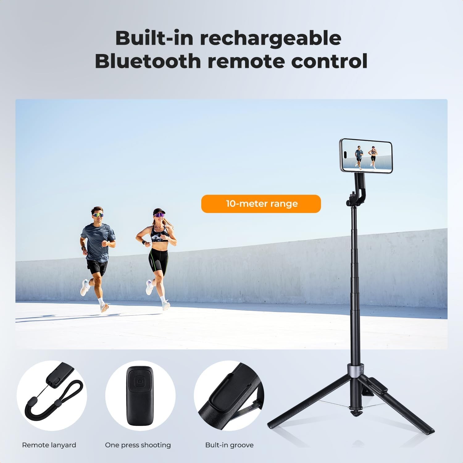 K&F CONCEPT Universal Phone Tripod Selfie Stick Tripod Stand for Phone, GoPro