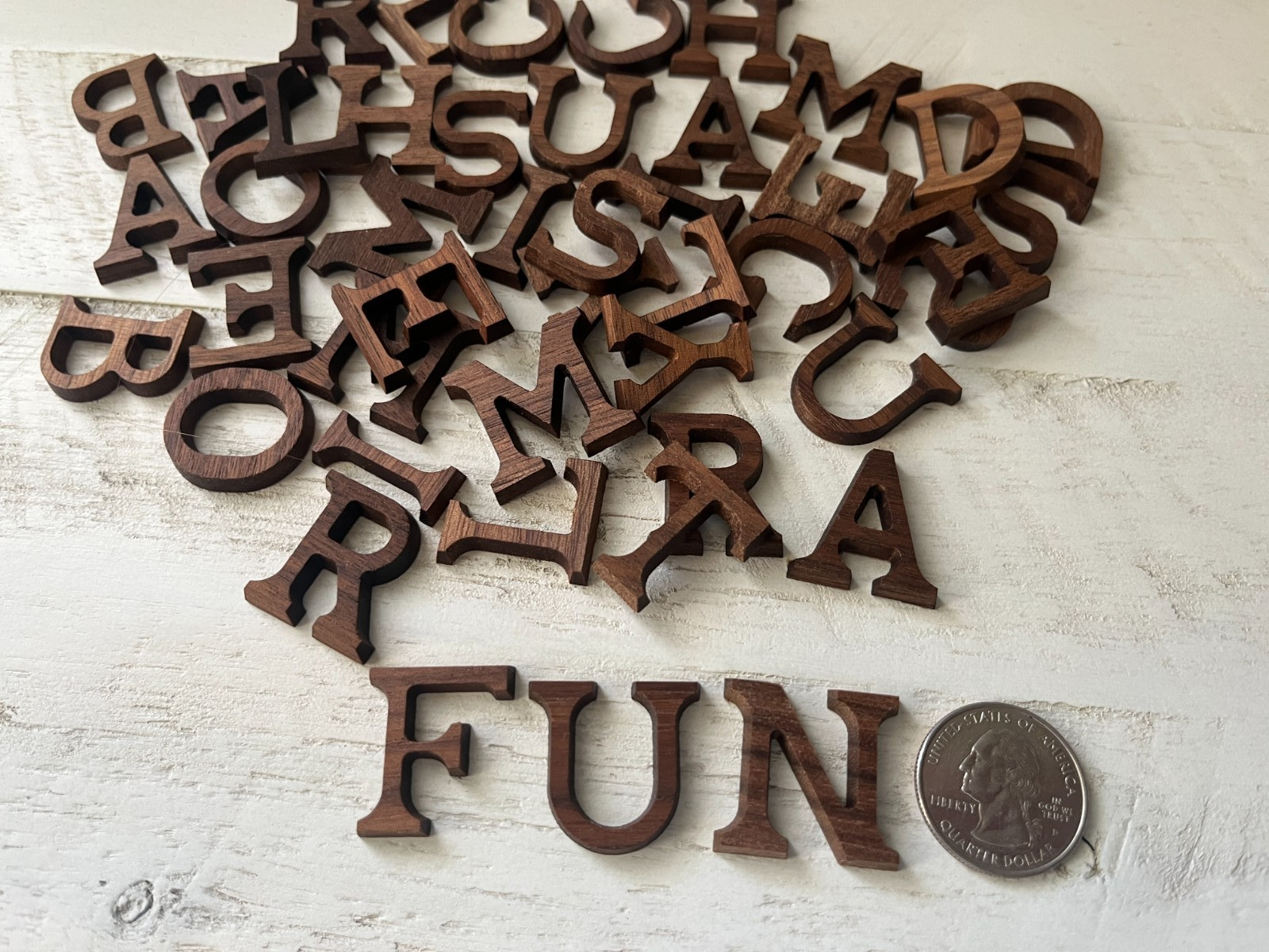 1" Solid Walnut Wood Letters Small Alphabet Pick Your Letter Paddle Tramps DIY