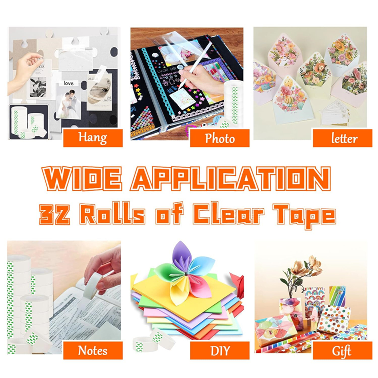 100 Rolls Crystal Small Clear Transparent Tape Dispenser Refill 3/4" x 1000"