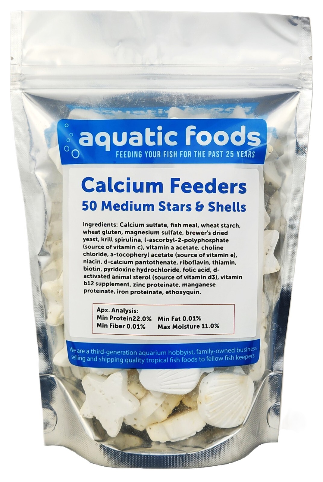 Calcium Feeder Stars & Shells for Shrimp, Snails, Crabs, Crayfish, Tropical Fish