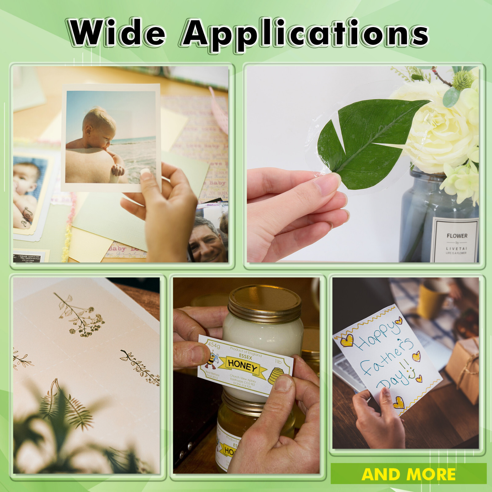 25 Mixed Self-Adhesive Laminating Sheets Clear Holographic Sticker Paper Overlay