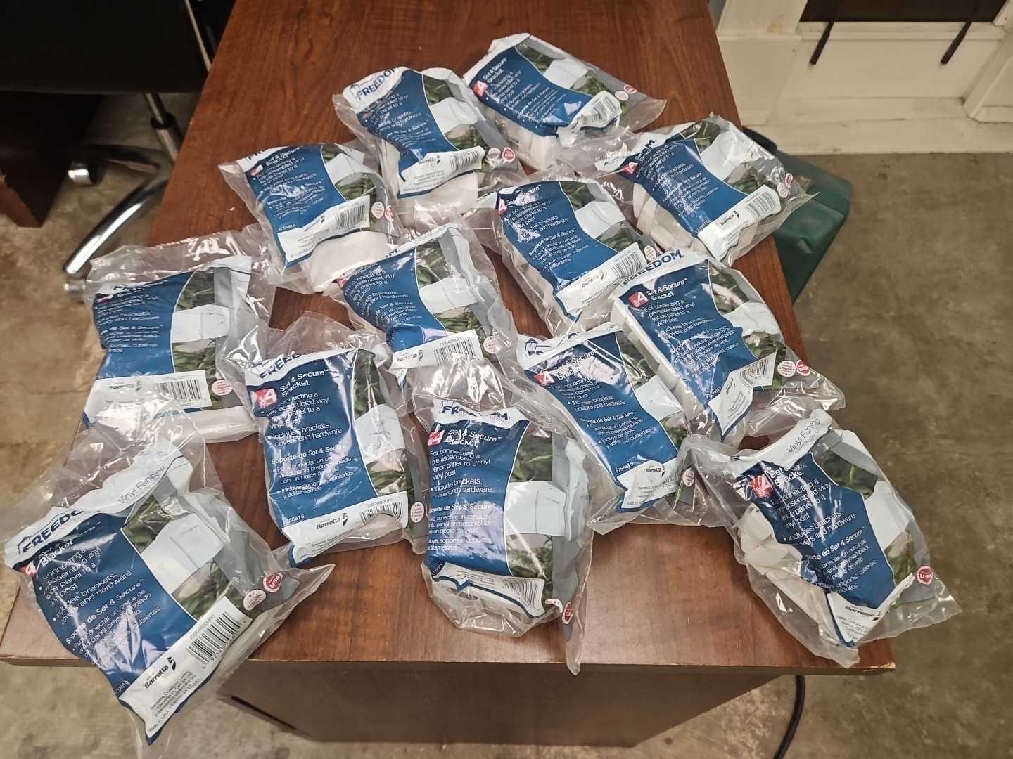 Lot Of 13 packs. FREEDOM Set & Secure Vinyl Fencing Brackets. Product # 758815.