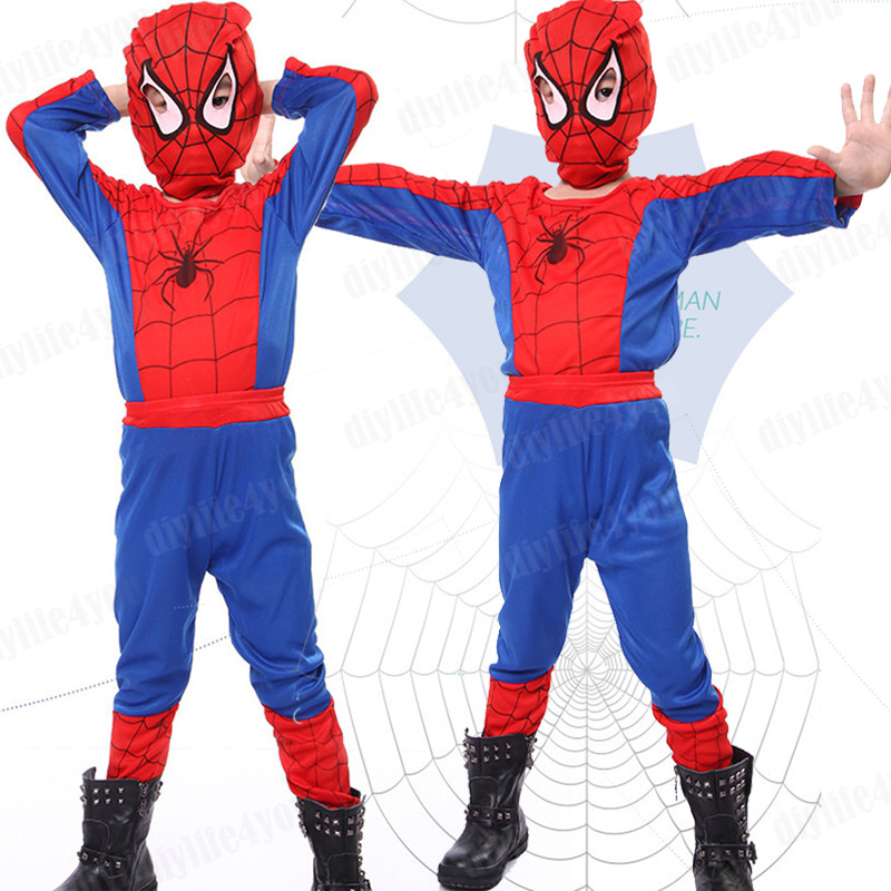 Kids SpiderMan Cosplay Costume Boys Tobey Maguire Outfit Jumpsuit Clothes 3-7Age
