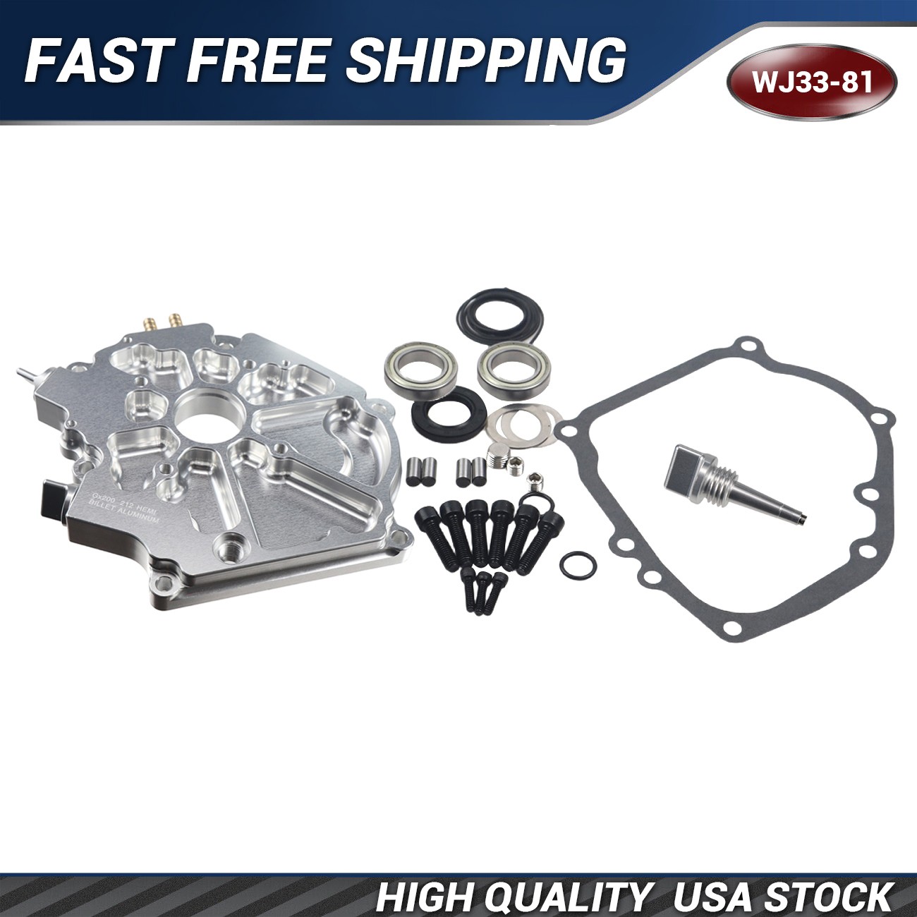 Dual Bearing Billet Side cover For GX200 Predator Hemi, Ghost, Tillotson 212 224