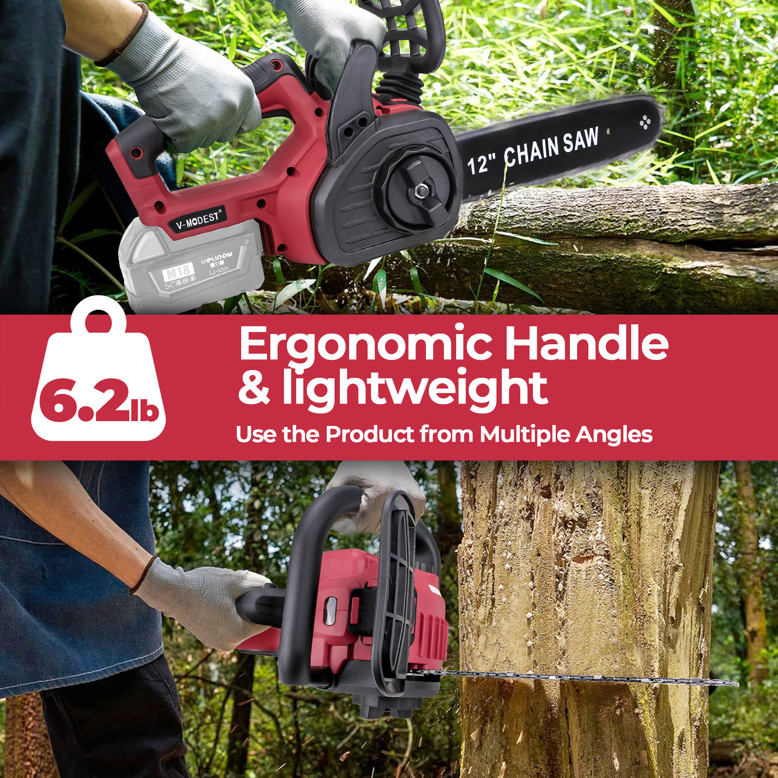 Compatible Milwaukee M18 Fuel 18V Battery Brushless 12 in Cordless Chainsaw