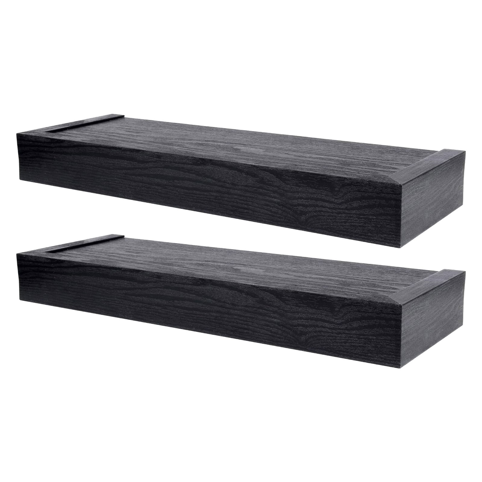 High & Mighty 18 Inch Modern Floating Shelf Holds Up To 15 lbs, Black (2 Pack)