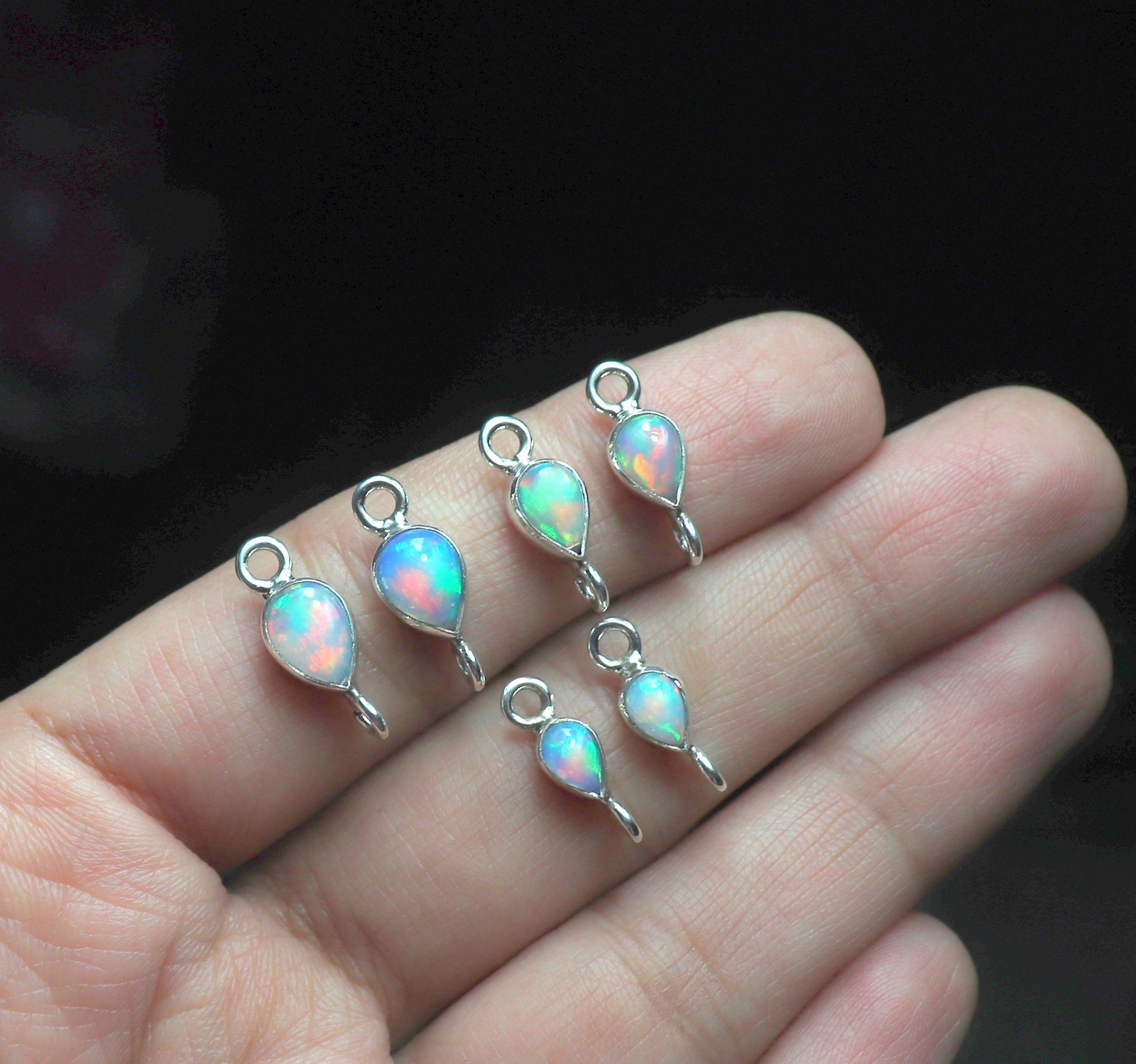 DIY opal supplies links sterling silver fire opal connector for jewelry making