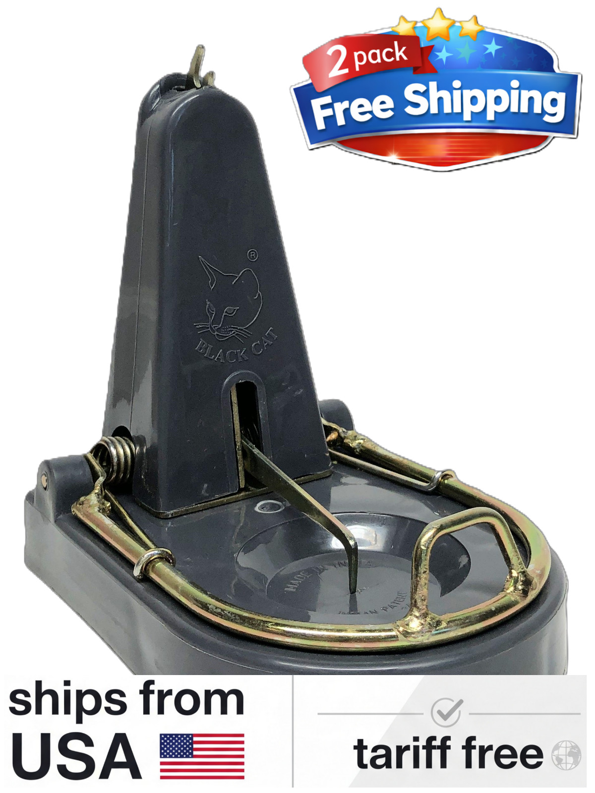 2 pack, Black Cat Rat Trap, Heavy Duty Rat and Rodent Trap, Set of Two (2)