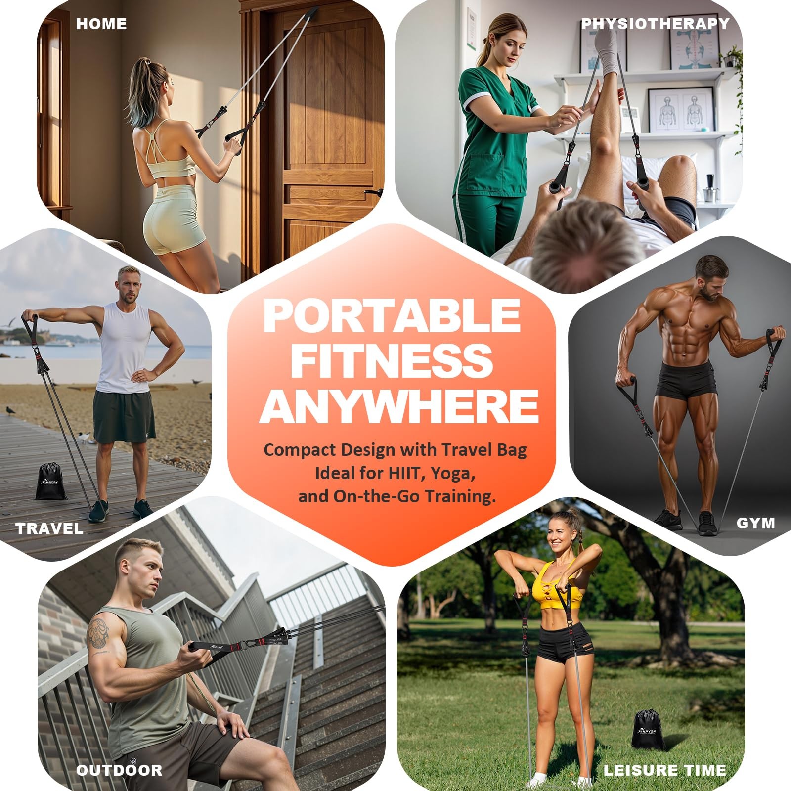 Resistance Band with Handles & Door Anchor and Ankle Straps, for Exercise, Fi...