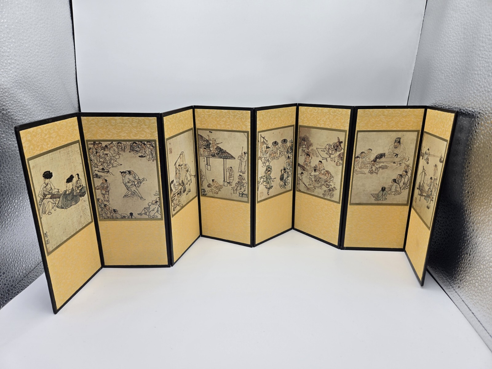 Tabletop Korean Folk Art Foldable Screen Divider Painter Kim Hong-Do